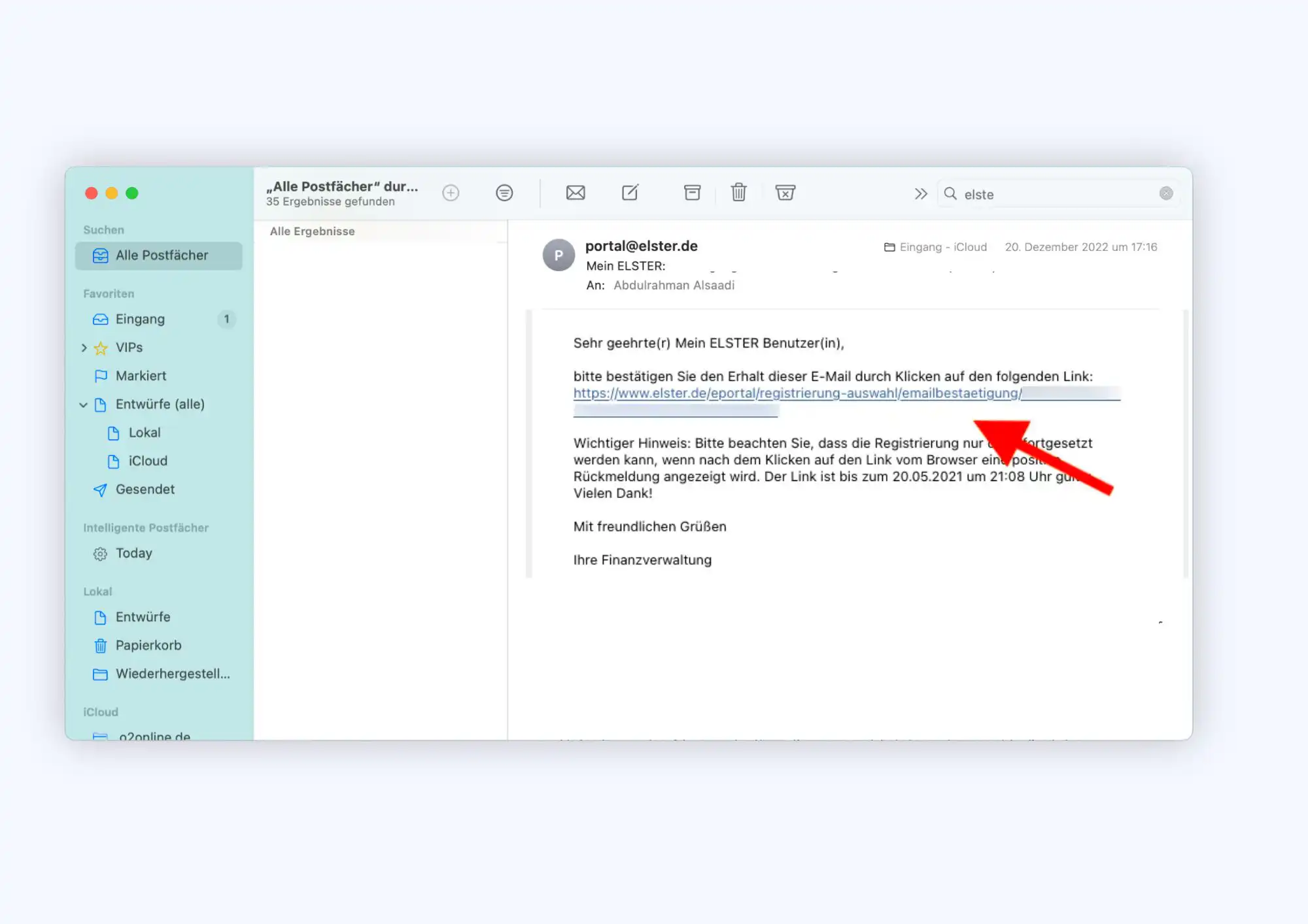 رسالة تأكيد نهائية من elster - حسابك مسجّل